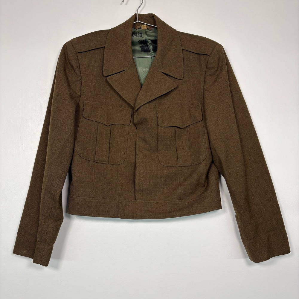 Chanalt Mens US‎ Army M-1950 Ike Jacket 40R Brown 1953 Vintage Wool Field Coat